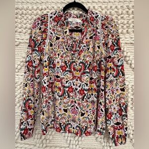 LOFT Women's Floral Blouse - Red, Pink, Green, Yellow